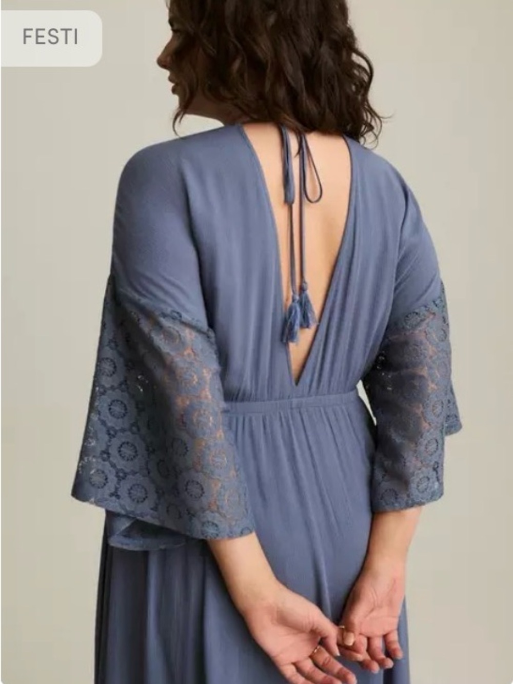 torrid Blue Maxi Dress with Lace Trim - Picture 2 of 6